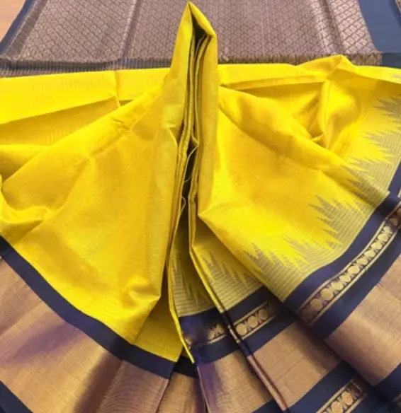 Double shaded Sampanga Yellow with Dark Navy Blue